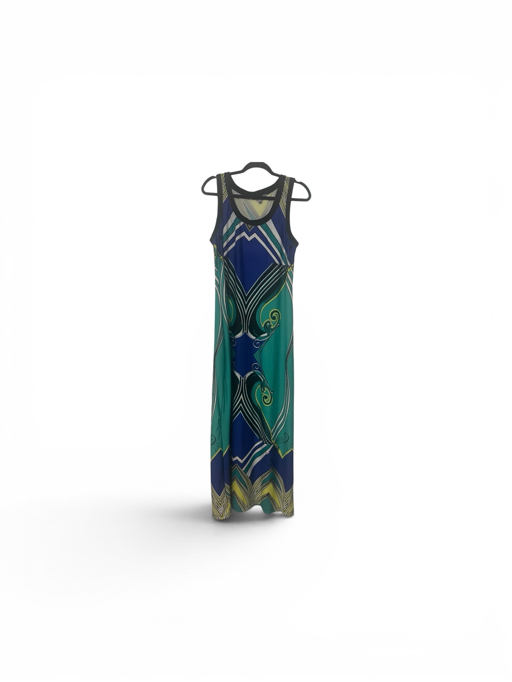 Ny Collection Sleeveless Geometric Maxi Dress Blue Teal Yellow Summer Dress